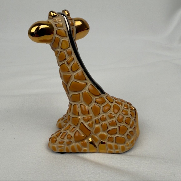 Rinconada De Rosa Mini Giraffe Figurine Gold Accents Uruguay Signed 3.5” - Picture 4 of 10